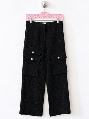 MAJE  Flared Metallic Tweed Cargo Pants